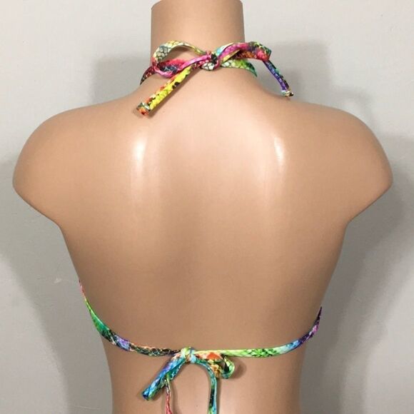 New. Vitamin A rainbow snakeskin halter bikini top. - Picture 4 of 7